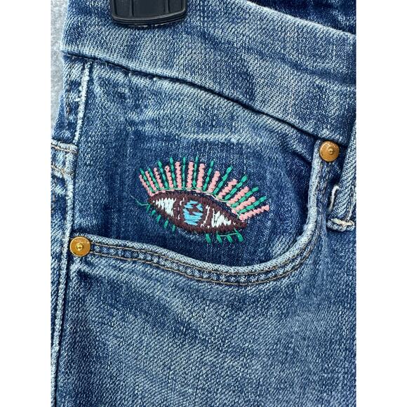 Mother Women sz 25 High Waisted Double Looker Ankle Fray Cotton Denim Skinny - Picture 6 of 16